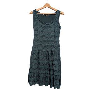Max Studio Jade Blue Green Lace Tiered Ruffle Fit & Flare Mini Dress Medium M